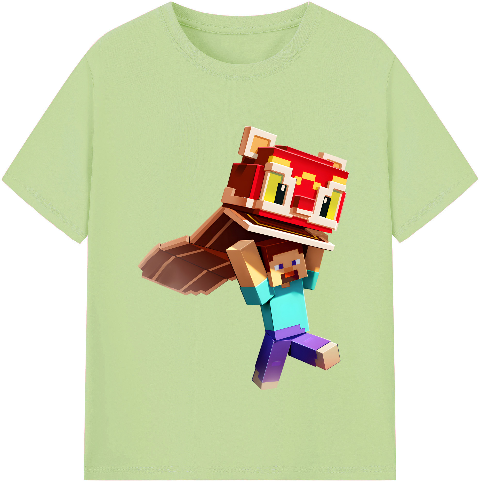 （画像用） マインクラフト ブロックの世界 Minecraft MC Block world 綿100％半袖Tシャツ（フロントプリント）